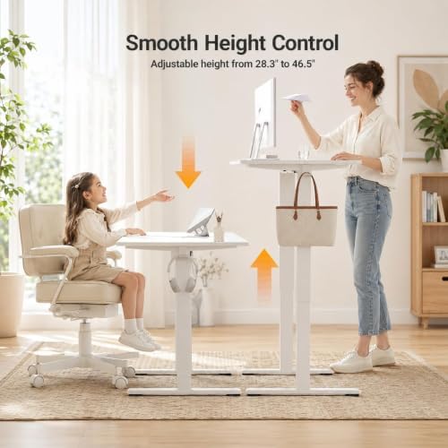 Claiks Electric Standing Desk, 55x24 Inch, White - Image 4