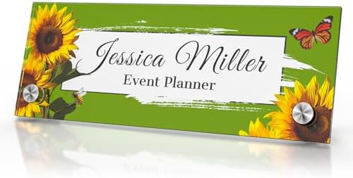 Personalized Acrylic Office Desk Name Plate with Standoff Barrels by nyareka