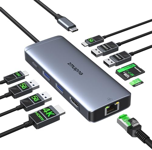 USB C Hub Ethernet USB-C Adapters for MacBook Pro/Air with HDMI 4K@60Hz by ZMUIPNG