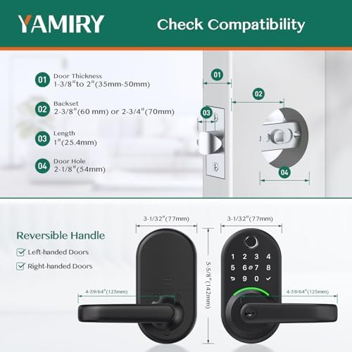 Smart Door Handle Lock with Keypad, Yamiry Fingerprint Knob for Front Door - Image 5