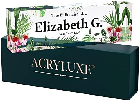 Desk Name Plate Personalized, Custom Name Plates 2½/x8 Inches, Thick Crystal-Clear Acrylic, Gift Box, Office Desk Decor. USA Made by ACRYLUXE (Garden) by MySignCenter