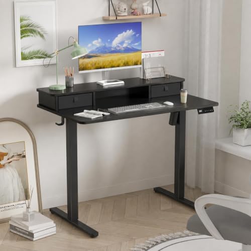 40" x 24" Electric Standing Desk with Dual Drawers, Black - Image 2