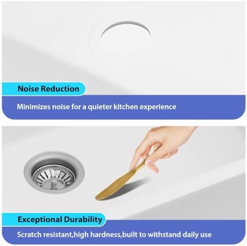 Logmey 21 Inch White Granite Composite Sink - Image 7