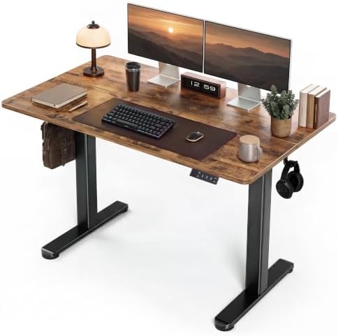 Claiks Electric Height Adjustable Standing Desk, 48x24 Inch, Rustic Brown by CLAIKS