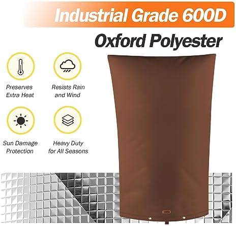 TOHONFOO Backflow Preventer Cover, Pipe Freeze Insulation, 22"Wx34"H, Brown - Image 6