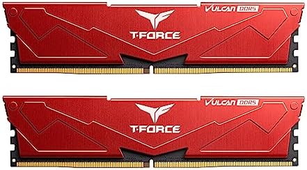 TEAMGROUP T-Force Vulcan DDR5 32GB (2x16GB) 6000MHz (PC5-48000) CL30 Intel XMP 3.0 & AMD Expo Compatible Desktop Memory Module Ram Red FLRD532G6000HC30DC01 by TEAMGROUP