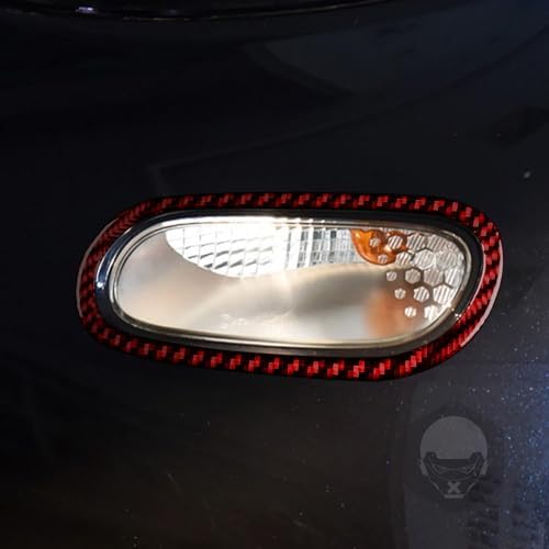 Real Soft Red Carbon Fiber Car Front Fog Lamp Indicator Light Panel Frame Trim Sticker Auto Exterior Decoration Accessories Compatible with Benz Smart 2016 2017 2018 2019 2020 2021 - Image 3