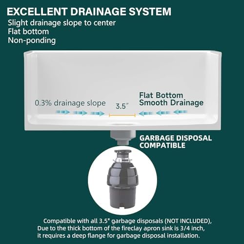Miuara 33 x 20 Inch White Apron Front Farmhouse Workstation Kitchen Sink - Image 6