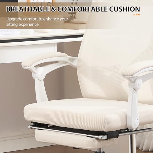 Qulomvs Ergonomic Office Chair with Massage&Heated Lumbar Support, Kneading Massage Office Chair with Foot Rest, Reclining Home Office Desk Chair Adjustable Mesh Computer Desk Chair with Wheels - Image 6
