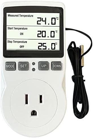 Plug in Thermostat Temperature Controller Heavy Duty Digital Thermostat Outlet Plug Heating Cooling Mode Countdown Timer by ecoartheating
