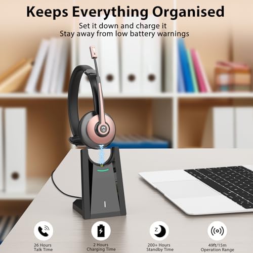 Wireless Headset with Mic for Work, Single Ear Bluetooth Headset for PC - Image 4