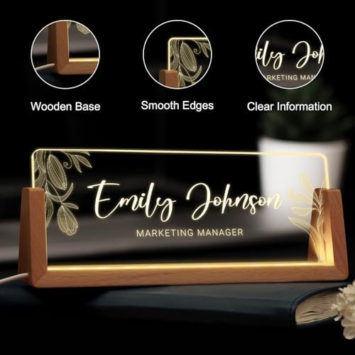 Custom Name Plate for Desk, Personalized Light Up Acrylic Desk Name Plate, Personalized Office Gifts for Boss Coworkers Teacher, Employee Appreciation GIfts, Office Decor for Women Men - Image 4