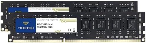 Timetec 16GB KIT(2x8GB) DDR3 / DDR3L 1333MHz PC3-10600 Non-ECC Unbuffered 1.5V / 1.35V CL9 2Rx8 Dual Rank 240 Pin UDIMM PC Desktop Computer Memory RAM Module Upgrade (16GB KIT(2x8GB)) by Timetec