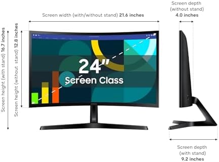 Samsung 24" Essential S3 (S36GD) Series FHD 1800R Curved Computer Monitor - Image 3