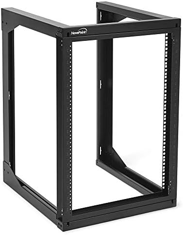 NavePoint 15U Server Rack with Swing Gate - Wall Mount Rack for 19 Inch IT Equipment Open Frame Rack – Network Rack Wall Mount for AV & Server Equipment 24” Deep 19" Rack, Black by NavePoint