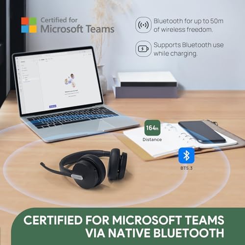 Yealink BH70 Mono Teams Wireless Headset with Mic for Work, Microsoft Teams Certified Bluetooth Headphone for 35h Calling, 91g All-Day Wearing Comfort, Perfect for Open Office, USB-C/A - Image 5