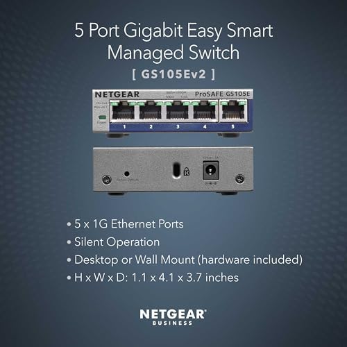 NETGEAR 5-Port Gigabit Ethernet Easy Smart Managed Switch (GS105Ev2) - Image 2