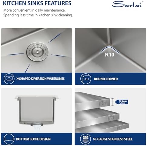Sarlai 15 Bar Sink Drop In -15x15 Inch Kitchen Bar Sink Stainless Steel 16 Gauge Ledge Workstation Single Bowl Topmount Kitchen RV Wet Bar Outdoor Camper Small Drop Sink - Image 5