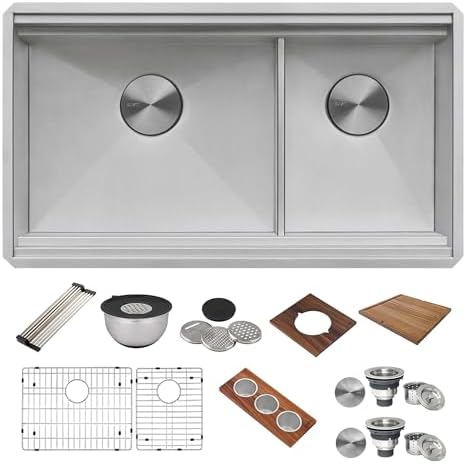Ruvati 33-in Low-Divide Dual-Tier Workstation Kitchen Sink - RVH8255 - Image 3