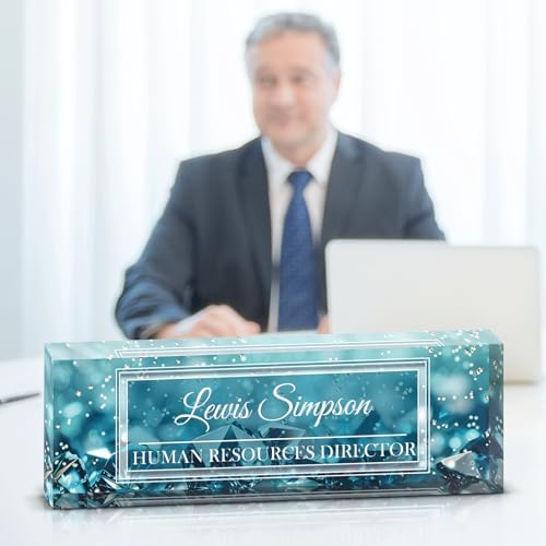 Desk Name Plate Personalized, Desk Double sided pattern Name Plate Personalized Office Desk Decor for Women and Men , Teacher Nurse Boss Employee Appreciation Gifts (Green diamonds, Customized) by Unknown