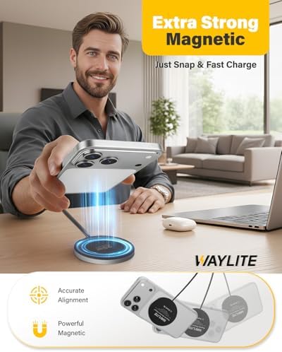 25W Magnetic Wireless Charger, 6FT Fast Charging Pad Wireless Charge for iPhone 17 16 /AirPods3/2/Pro/for Galaxy S26 Ultra/Pixel 10 Series, Portable Charger for Desk& Travel(1Pack,Black) - Image 3