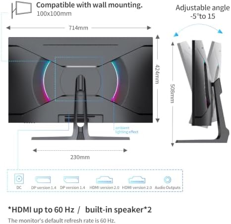 Gawfolk 32 Inch 4K UHD Curved PC Monitor, Ultra-Clear (3840×2160p) Screen - Image 7