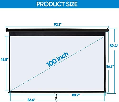SUPER DEAL 100'' 16:9 HD Projection Screen Foldable Anti-Crease Portable Projector Movie Screen Manual Pull Down for Home Theater Presentation Education Outdoor Indoor Public Display, Black - Image 6