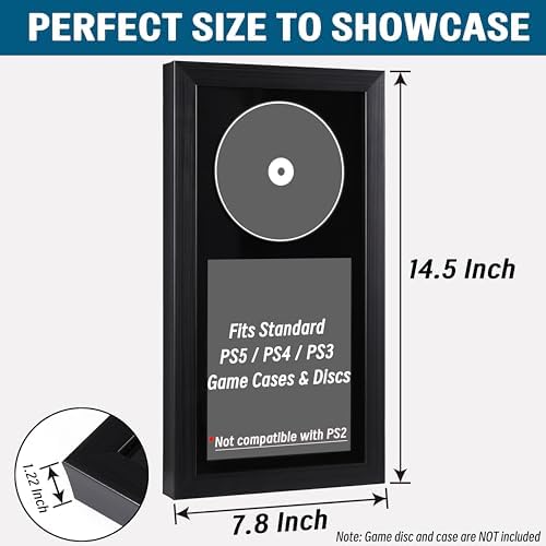 Video Game Display Frame Compatible with Ps5/Ps4/Ps3, Wall Mount and Tabletop Game Case Holder, Disc and Cover Storage Stand with Black Flocked Eva ,Gamer Gift - Image 3