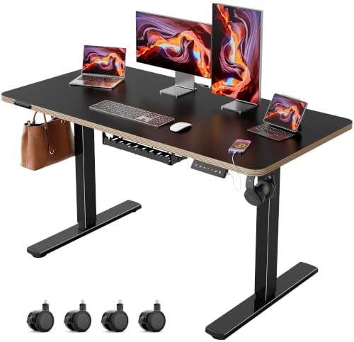 48 Inch Standing Desk with Wheels, USB-C Port, Cable Management by Unknown