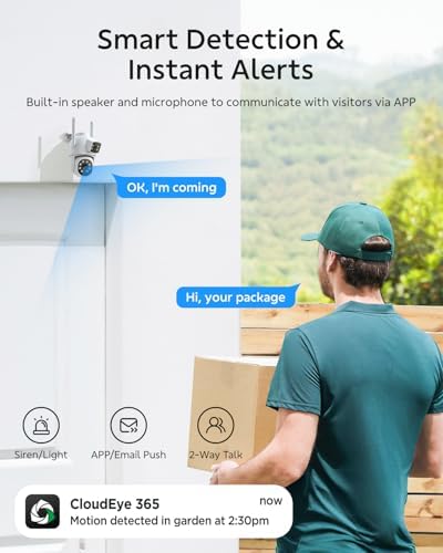 Dual Lens Security Cameras Wireless Outdoor, 2K Full HD Video, 360° View Pan/Tilt Home Security Camera with Color Night Vision, PIR Alarm, 2.4G/5G WiFi, Auto Tracking, 2-Way Audio, Easy to Install - Image 7