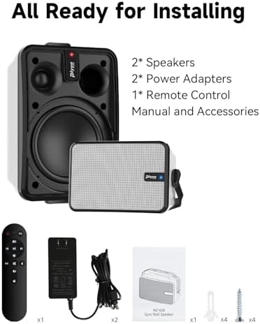 600W Outdoor Bluetooth Speakers, Wireless Sync Between Speakers, Powerful Bass, Wall Mount for Patio, Porch, Gazebo, Garage, 2-Pack, White(MZ-658) - Image 7