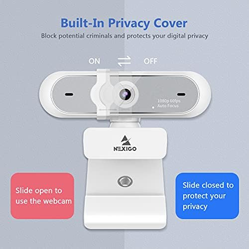 NexiGo N660P (Gen 2) 1080P 60FPS Webcam with Software Control, Dual Microphone & Cover, Autofocus, HD USB Computer Web Camera, for OBS/Zoom/Skype/FaceTime/Teams/Twitch, White - Image 5