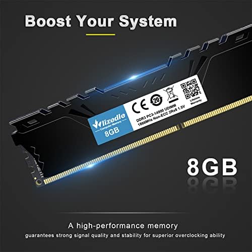 DDR3 RAM 16GB Kit (2x8GB) 1866MHz CL13 UDIMM, Desktop Memory Module PC3-14900 240-Pin 1.5V 2Rx8 Dual Rank Non-ECC Unbuffered PC Computer RAM Stick Upgrade - Black - Image 2