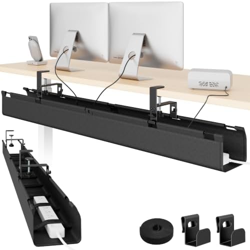 PEGZONE No Drill Under Desk Cable Management Tray, 47.2" Fabric Organizer by Pegzone