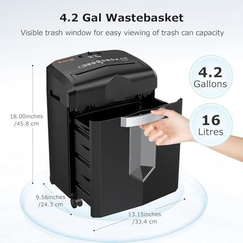 Bonsaii 12-Sheet Micro Cut Shredder, P-4 Security Level, Shreds Paper, CD, Credit Card, Mail, Staple & Clip - 60 Min Continuous Use, Jam-Proof System, 4.2 Gal Pullout Bin - Image 5