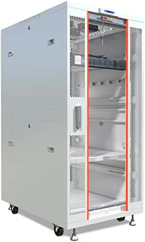 Sysracks 32U GRAY Floor Standing Rack Mount Server 35" Depth Deep Network Cabinet, Server Rack with Fan, Removable Side Panels, Locking Glass Door Computer Cabinet Enclosure Network Rack Case SRF 32.9 by SYSRACKS
