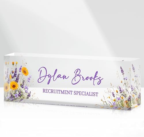Custom Name Plate for Desk, Acrylic Desk Name Plate Personalized, Employee Appreciation Gifts, Office Desk Accessories for Women Men Teacher Nurse, Coworker Gifts for Manager Assistant (Amethyst) by DOCRAGI