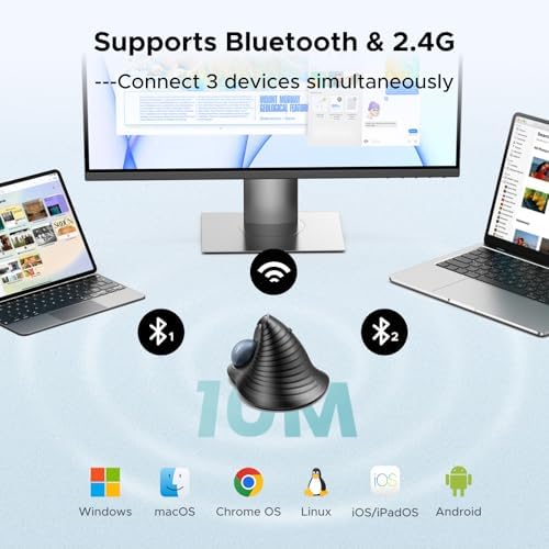 UGREEN M785DR Wireless Trackball Mouse, Bluetooth & 2.4G, Thumb Control - Image 4