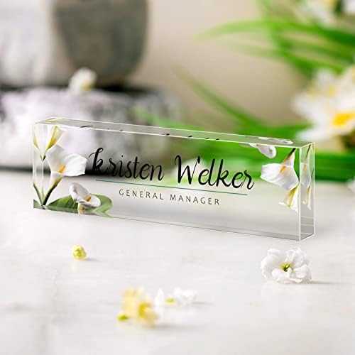 Personalized Office Name Plate for Desk, Custom Employee Appreciation Gifts, Acrylic Desk Name Plate Funny, Desk Decorations Gift, Acrylic Desk Ornaments (Style-Lily)… - Image 2