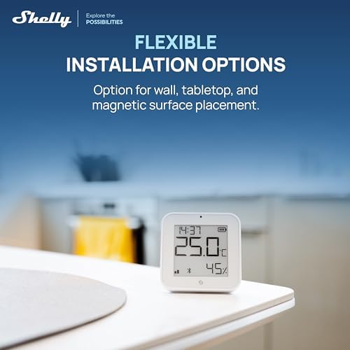 Shelly BLU H&T Display ZB White, Bluetooth & Zigbee Operated Temperature & Humidity Levels Sensor, E-Paper Display, Home Assistant, Alexa, Google Home, Real-Time Monitoring, Long-Life Battery - Image 4