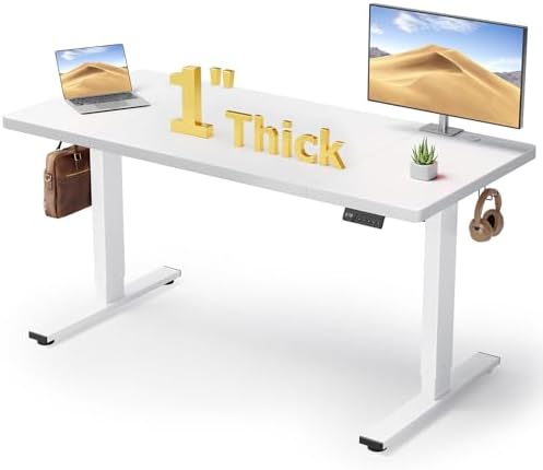 SIAGO White 60x28 in Standing Desk, 1 Inch Thick Tabletop, Double Frame by SIAGO
