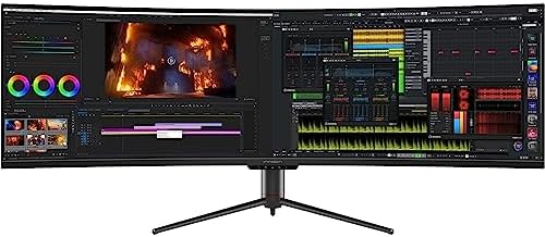 INNOCN 49" Curved Gaming Monitor 144Hz Ultrawide 32:9 WDFHD 3840 x 1080P, R1800, 99% sRGB, HDR400, USB Type C, DisplayPort, HDMI, Built-in Speakers, Height/Tilt Adjustable - 49C1G by INNOCN