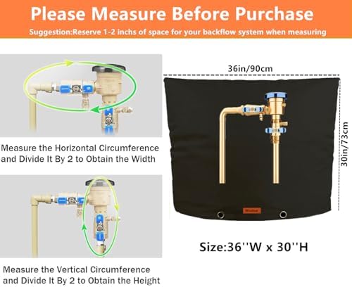 Backflow Preventer Pipe Insulation Cover Black 36''W*30''H - Image 2