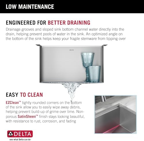 DELTA FAUCET Rivet 17-inch Workstation Bar Prep Kitchen Sink Undermount 16 Gauge Stainless Steel Single Bowl with WorkFlow Ledge and Kit of 5 Accessories, 95B9031-17S-SS - Image 5