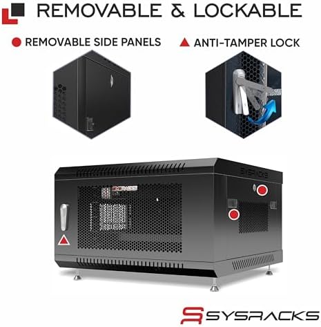 6U Wall Mount Server Rack Cabinet, 19” Enclosed Network & IT Rack, 24” Deep, Locking Mesh Door - Image 5