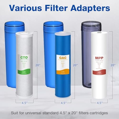 SimPure Whole House Water Filter System, 3 Stages Clear 20" x 4.5"KDF - Image 6