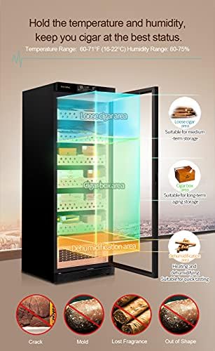 Cigar Climate Control Cabinet, Raching MON2800 Cigar Humidor Cabinet with Ammonia Removal, 320L Wood Frame Cabinet for Cigar Storing&Aging - Black - Image 6