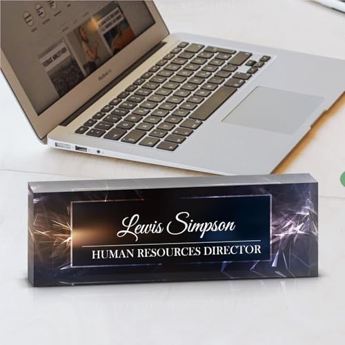Desk Name Plate Personalized, Desk Double sided pattern Name Plate Personalized Office Desk Decor for Women and Men, Teacher Nurse Boss Employee Appreciation Gifts (black, Customized) - Image 5