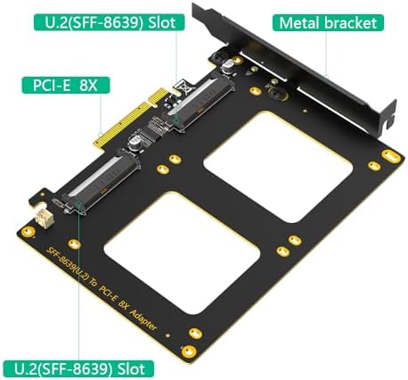 Dual U.2 SSD to PCIe 4.0 X8 Adapter, Support 2 x U.2 SSD or Soft Raid, Without PCI-e Splitter Function (PCIe Bifurcation Motherboard is Required) - Image 2