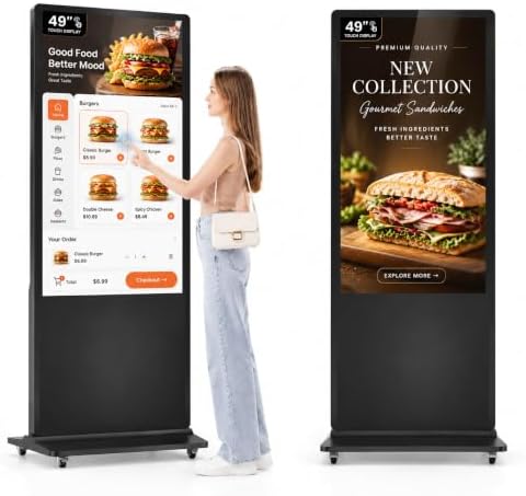 HARZHI 49 Inch Digital Signage Kiosk, 2K Touchscreen Floor Standing Advertising Display with IPS LCD Screen, Android OS and Auto Media Player by HARZHI